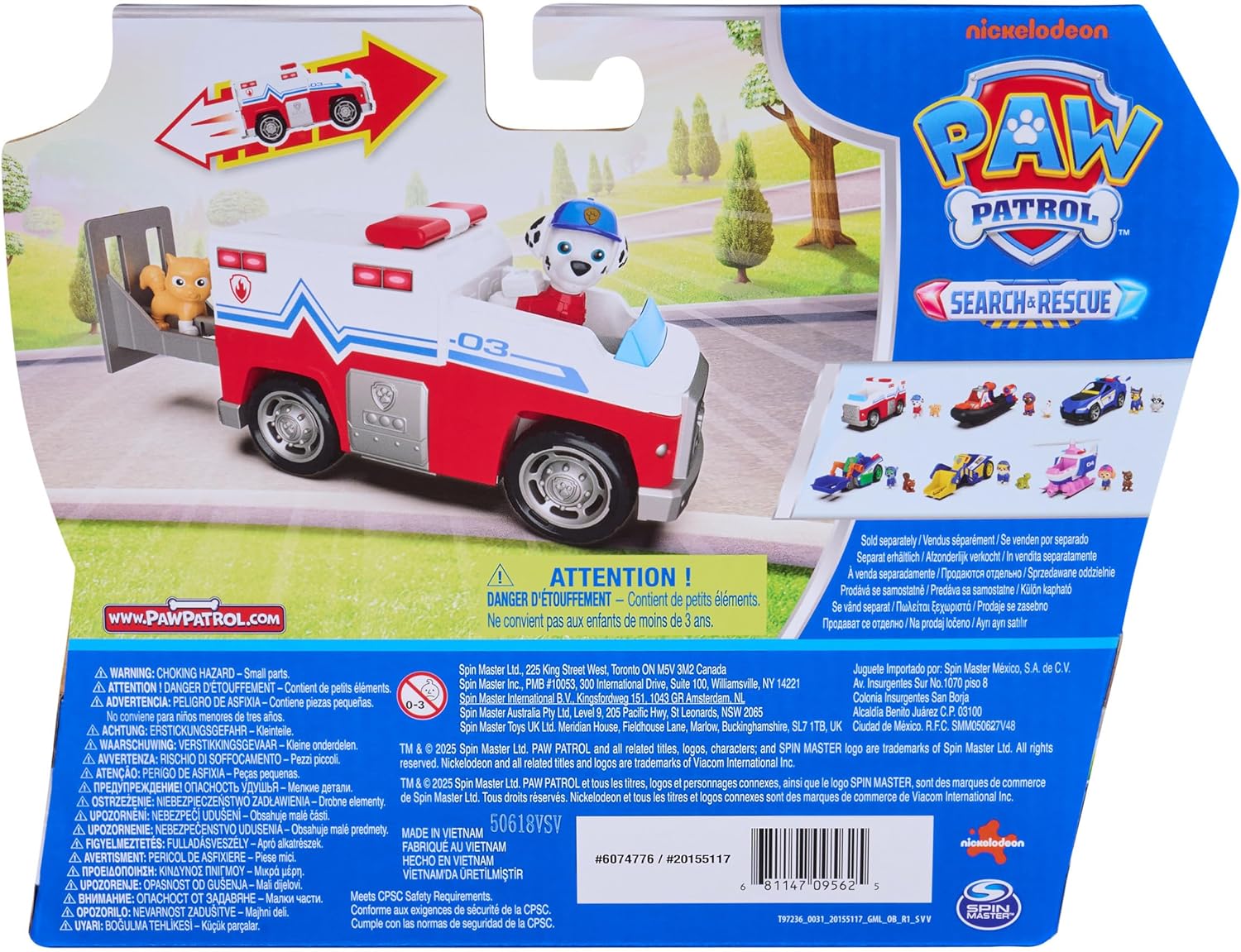 Paw Patrol: Search & Rescue, Marshall Rescue Responder Vehicle with 2 Figures, Toy Truck with Pull-Back Action, Kids Toys for Boys and Girls Ages 3+