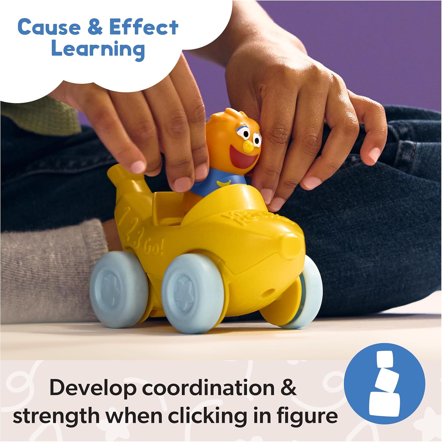 Ms. Rachel, Herbie’s 1-2-3 Roll! Vehicle with Click-in Figure & Pull Back Action, Educational Toys & Toddler Toys for Girls & Boys Ages 1-3Y+