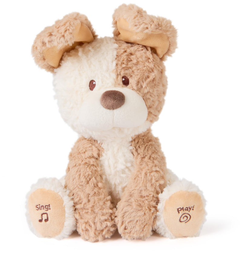 GUND Baby Peeki the Puppy Animated Plush, Singing Stuffed Animal, Sensory Toy for Babies and Toddlers, Plays Peek-a-Boo and Sings, Brown/Cream, 12”