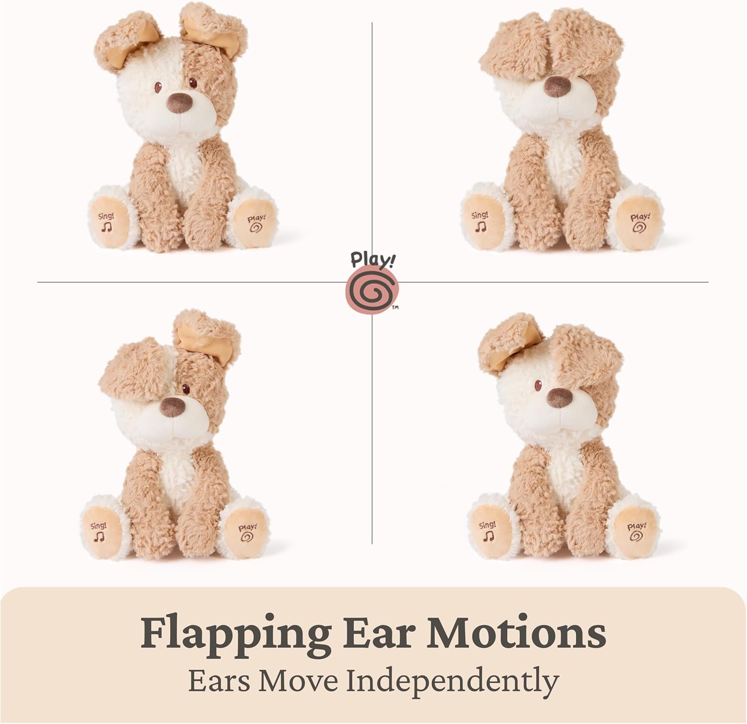 GUND Baby Peeki the Puppy Animated Plush, Singing Stuffed Animal, Sensory Toy for Babies and Toddlers, Plays Peek-a-Boo and Sings, Brown/Cream, 12”