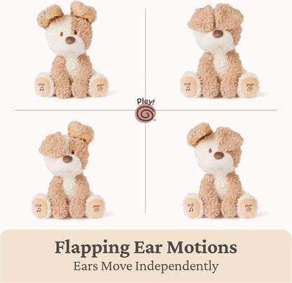 GUND Baby Peeki the Puppy Animated Plush, Singing Stuffed Animal, Sensory Toy for Babies and Toddlers, Plays Peek-a-Boo and Sings, Brown/Cream, 12”