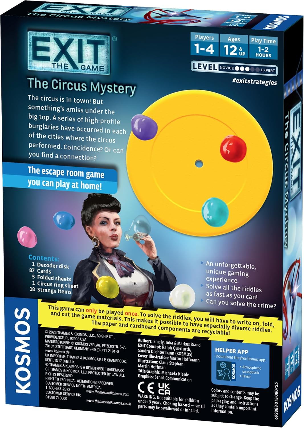 Thames & Kosmos EXIT Kids - The Circus Mystery | Escape Room Strategy Card Game for Children & Parents | 1-4 Players | Ages 12+ | Level 3/5 Riddle Challenge, Blue