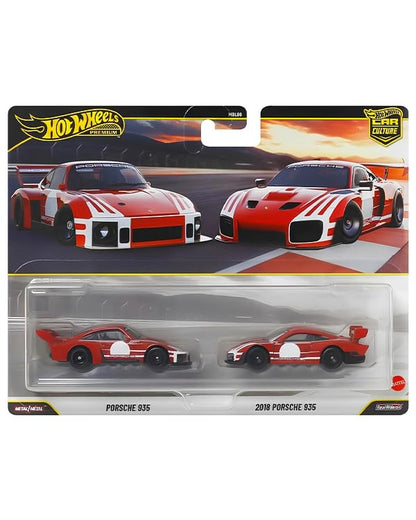 Hot Wheels Premium Car Culture 2-Pack of 1:64 Scale Vehicles, Unique Pairings, Real Riders Tires, Metal/Metal Chassis, Toy for Collectors, JHW51