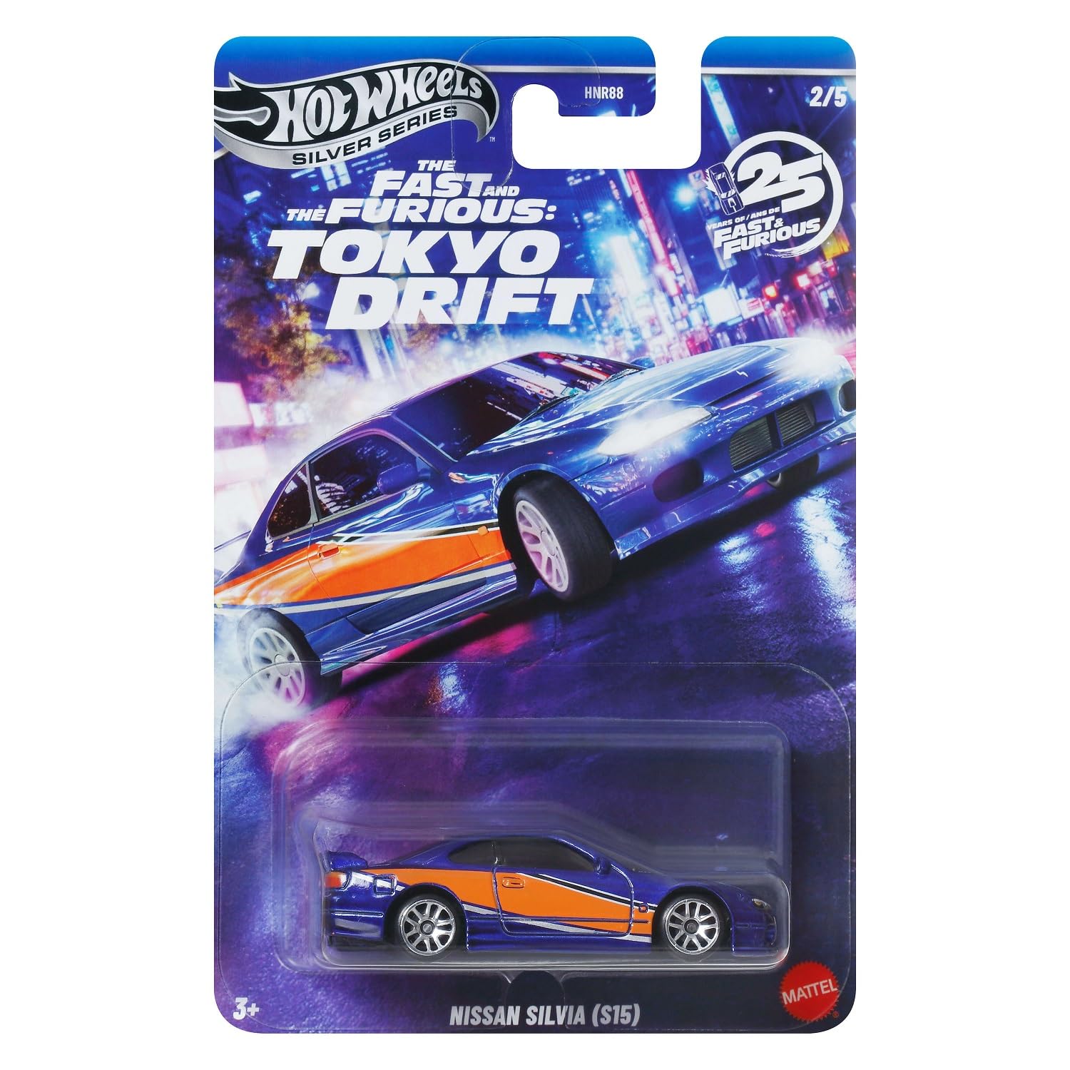 Hot Wheels Fast and FURIOUS Tokyo Drift Auto Nissan Silvia S15 - Die Cast Model 1:64 Scale - Length 7 cm - JKX06