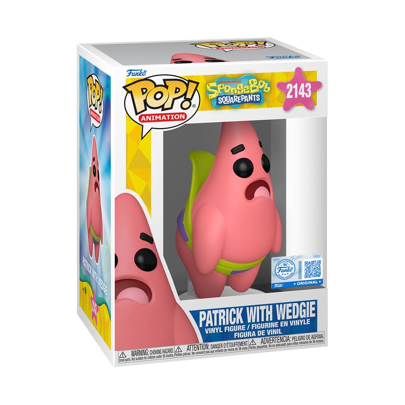 Funko Pop! Animation Spongebob Squarepants Patrick with Wedgie Vinyl Figure, Exclusive Collectible #2143, 5.3 Inches Tall