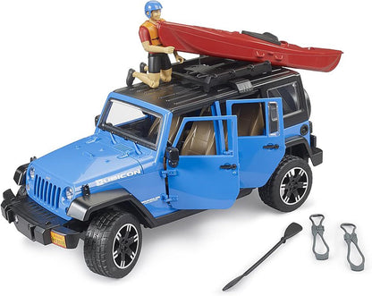 Bruder 02529 Jeep Wrangler Rubicon Unlimited with Kayak & Figure – 1:16 Scale Offroad Vehicle Toy, Compatible Accessories, Ages 4+