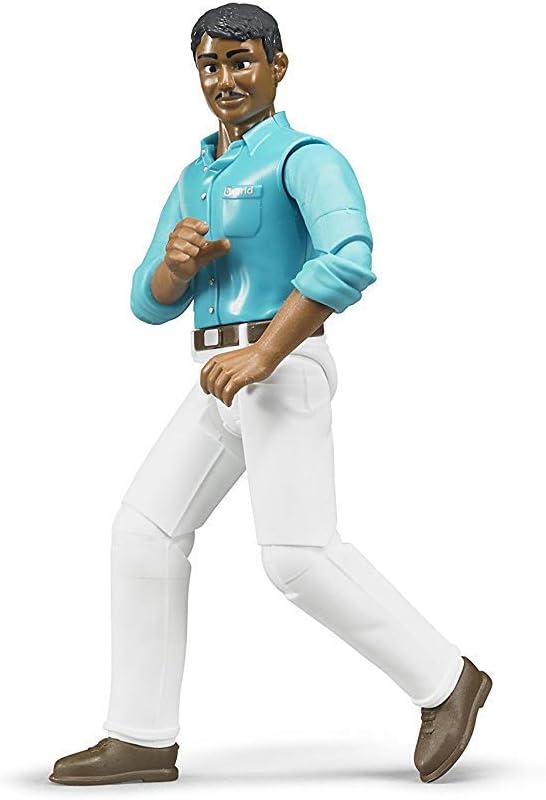 Bruder 60003 Man Figure – Medium Skin & White Jeans 1:16 Scale Toy Worker Compatible with All Vehicles & Playsets