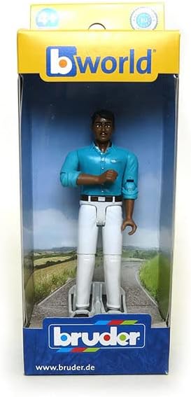 Bruder 60003 Man Figure – Medium Skin & White Jeans 1:16 Scale Toy Worker Compatible with All Vehicles & Playsets