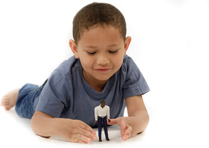 Bruder 60004 Man Figure – Dark Skin & Dark Blue Jeans 1:16 Scale Toy Worker Compatible with All Vehicles & Playsets