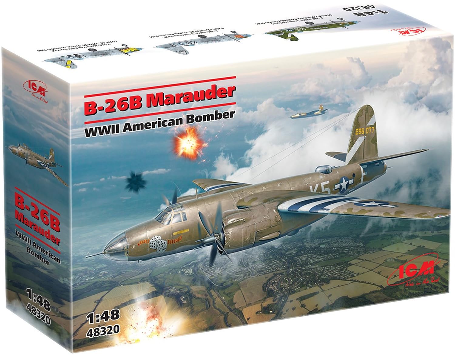 hdfh ICM 1:48 B-26B Marauder, WWII American Bomber, Model kit, ICM48320 Black