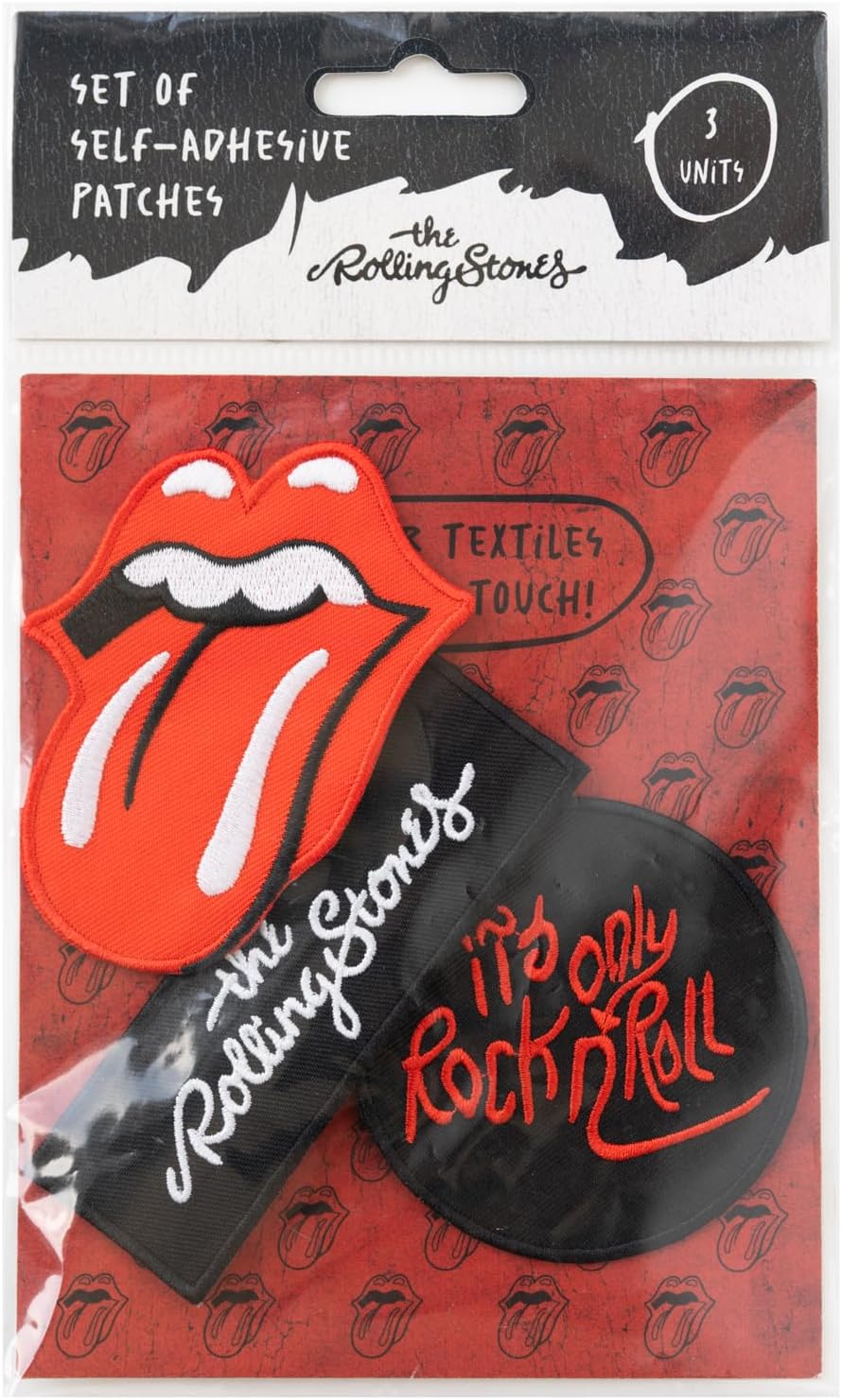 Grupo Erik: Set Toppe Termoadesive The Rolling Stones | Set 3 Patch Rock per Tessuti – Personalizzazione Creativa per Fan della Musica