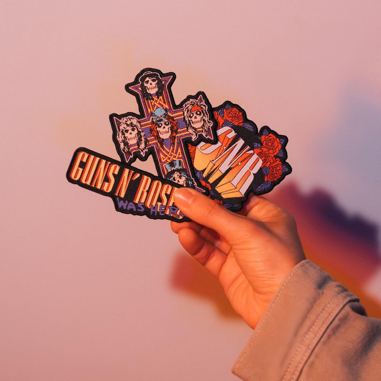 Grupo Erik Guns N Roses Patches zum Aufbügeln Bügelflicken | Bügelbilder für Textilien Guns N Roses Set 3 Bügelflicken Aufnäher Erwachsene - Guns N Roses Merch