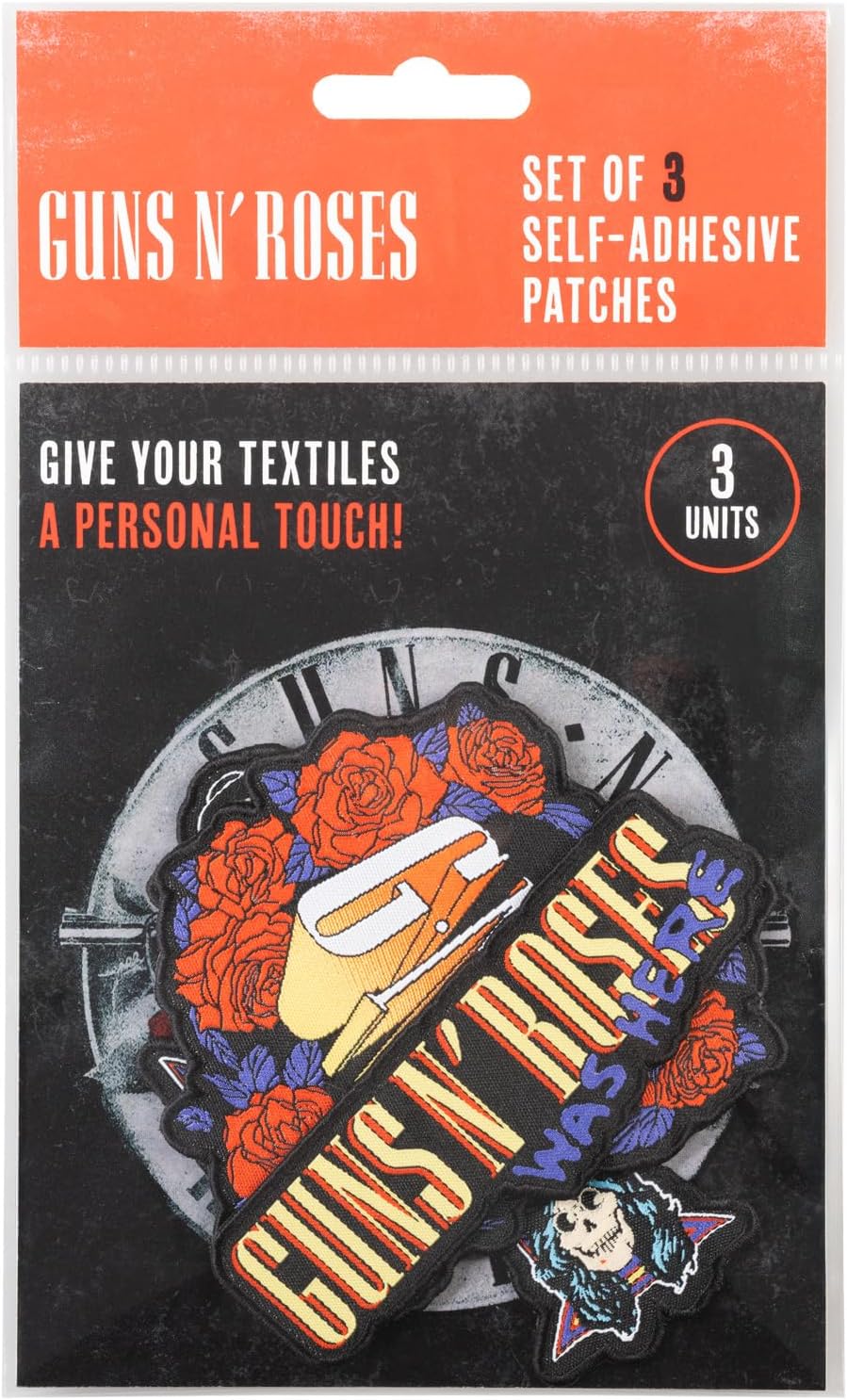 Grupo Erik Guns N Roses Patches zum Aufbügeln Bügelflicken | Bügelbilder für Textilien Guns N Roses Set 3 Bügelflicken Aufnäher Erwachsene - Guns N Roses Merch
