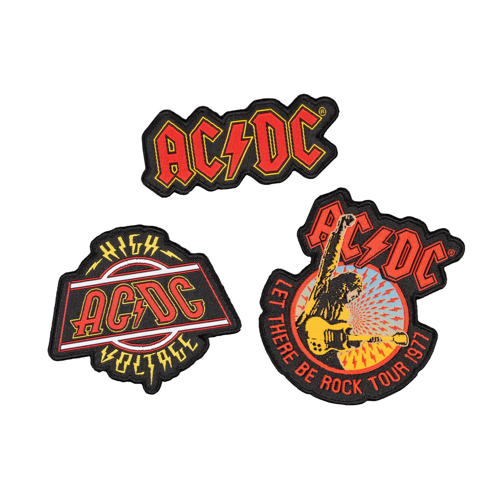 Grupo Erik AC/DC Patches zum Aufbügeln Bügelflicken | Bügelbilder für Textilien AC/DC Set 3 Bügelflicken Aufnäher Erwachsene - AC DC Merch