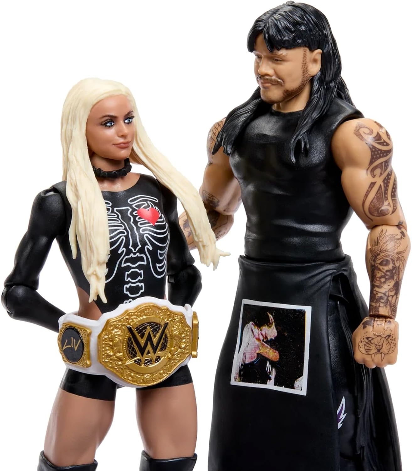 Mattel WWE Main Event Showdown Action Figures 2-Pack with Accessory, Series #25 ”Dirty” Dominik Mysterio & Liv Morgan Collectible Set, 6-inch, JHJ58