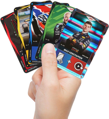 Mattel Games UNO Élite Formule 1 Édition Standard 2025 avec 4 boosters et 2 Cartes pour Enfants, Fans, familles et soirées Jeux, JLV42