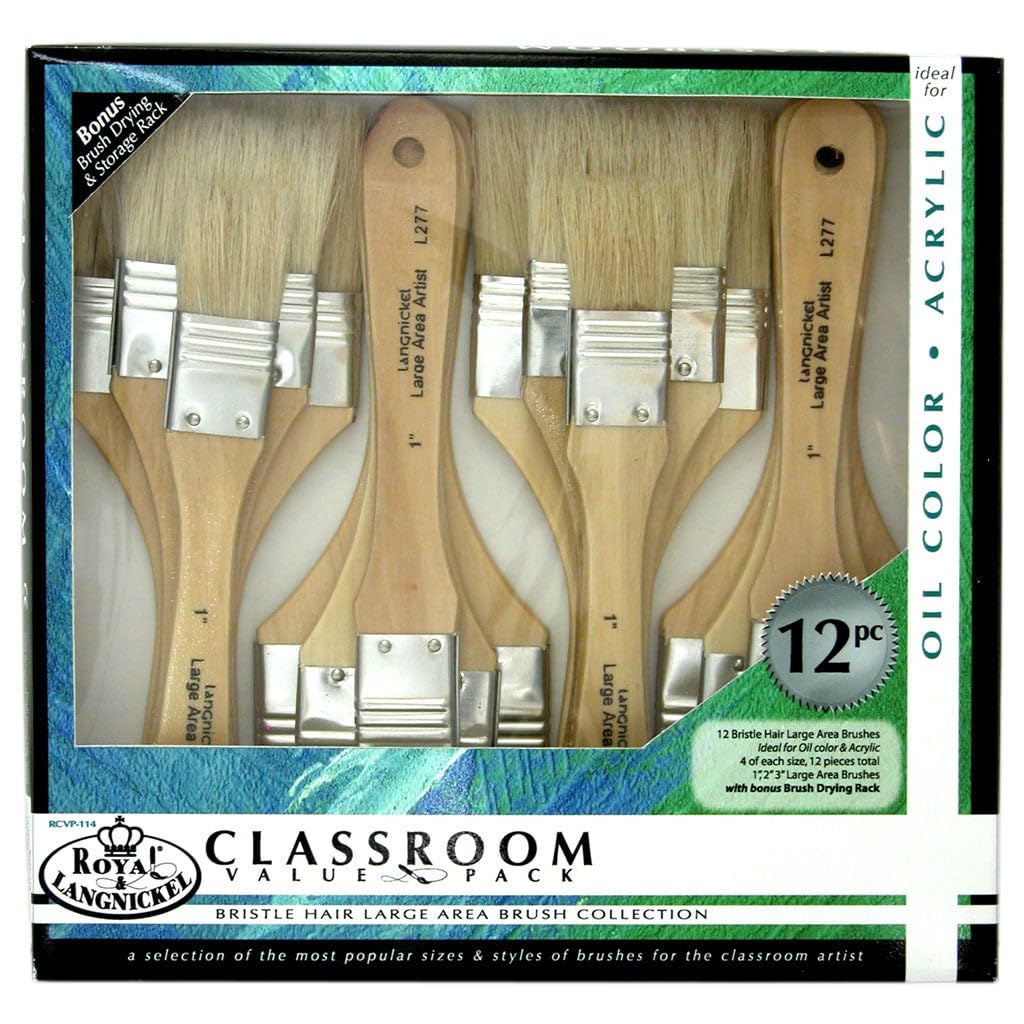 Royal and Langnickel Bristle Large Area Brush Set (Pack of 12