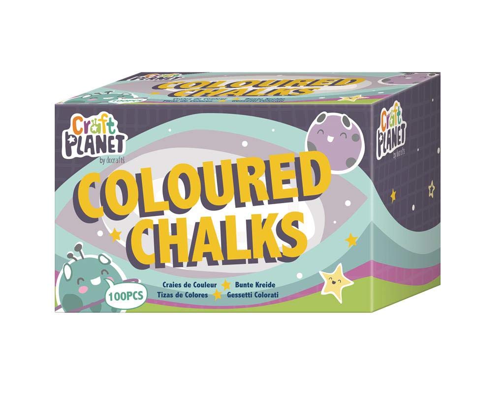 Craft Planet Bulk Chalk, Multicoloured, Pack Of 100, Art & Craft Fun For Kids, Drawing, Pavement, Playground, School, Home, Garden, Games, Paper