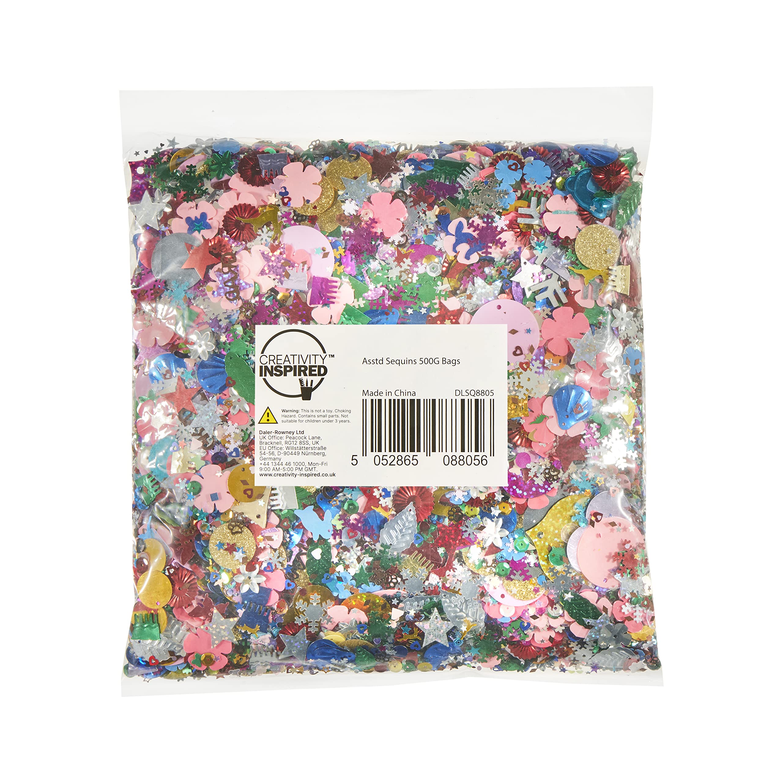 Scola Sequins & Spangles Assorted, 500g Bag, Various Shapes & Colours, School Supplies, Art and Crafts Projects, Children's Craft Projects, For Kids
