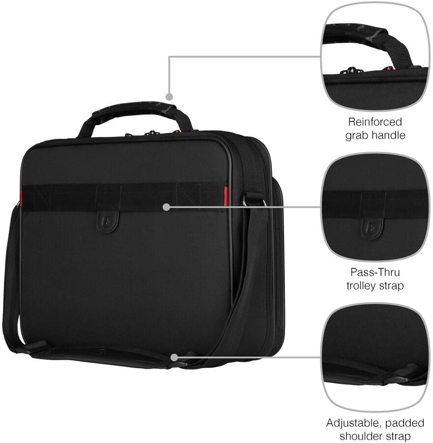 Wenger 600647 Legacy 16" Laptop Briefcase, Checkpoint-friendly padded compartment with Lockable zippers in Black {11 Litres}