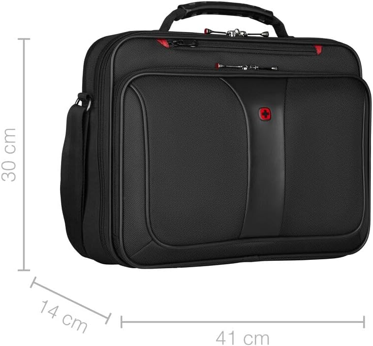 Wenger 600647 Legacy 16" Laptop Briefcase, Checkpoint-friendly padded compartment with Lockable zippers in Black {11 Litres}