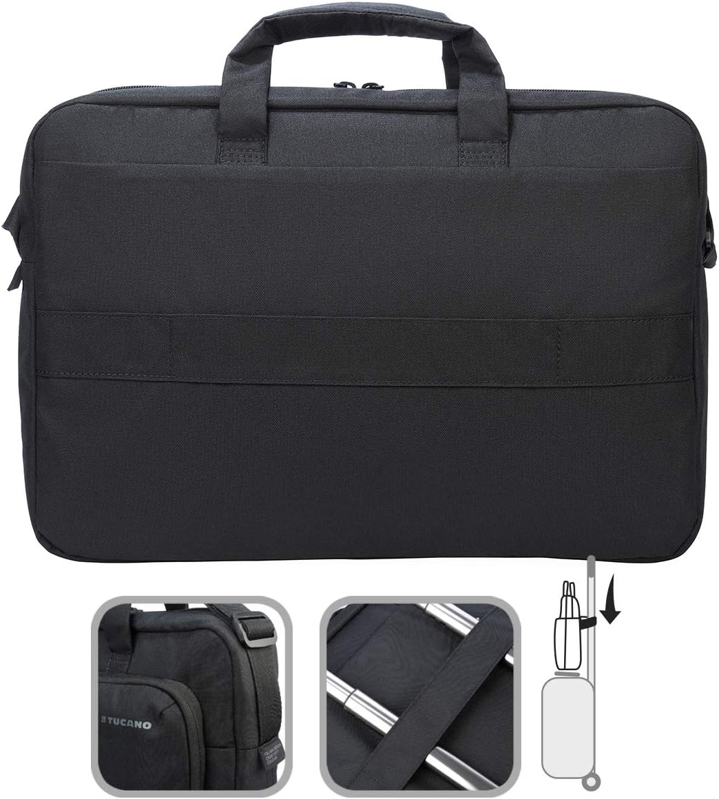Tucano Star Laptop Bag 15.6 Inch Compatible with MacBook Pro 16 Inch with Shoulder Strap Suitcase Attachment for Work Office University Travel