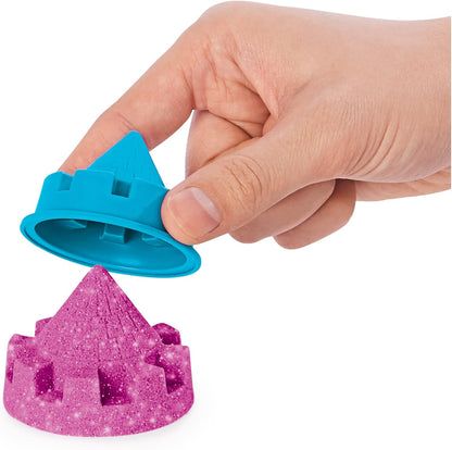 Kinetic Sand | Shimmer Sand Castle 454g | Magic Sand | Pink Glitter Coloured Sand | 3 Accessories and Tray Included | Toys for Boys and Girls 3 Years