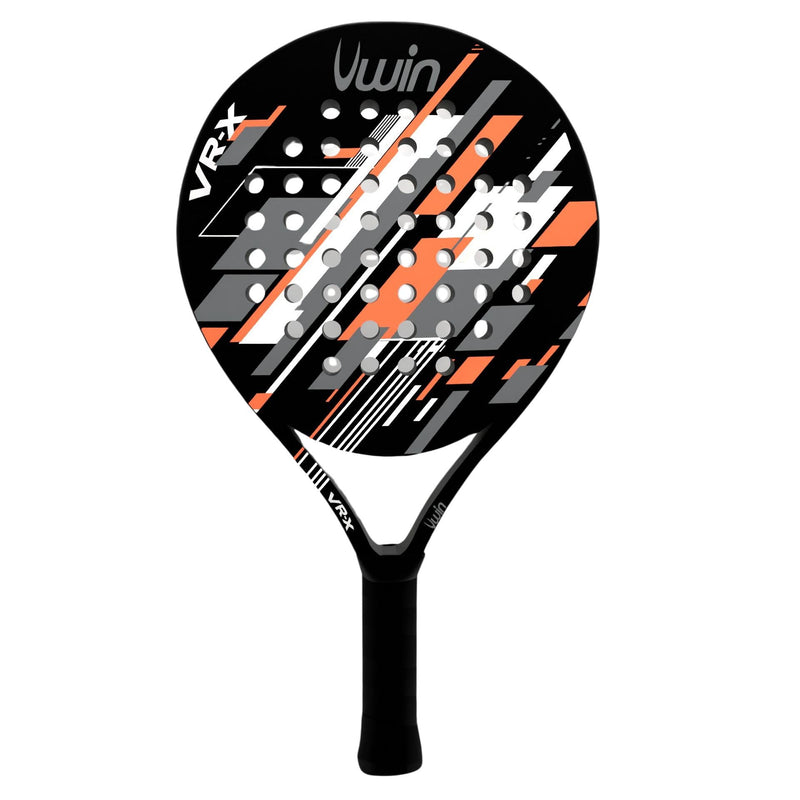 Uwin VR-X Junior Padel Racket, Lightweight Fibreglass Frame, Soft EVA 13 Core, Round Shape with Central Sweet Spot, Matte Finish, Orange White Grey