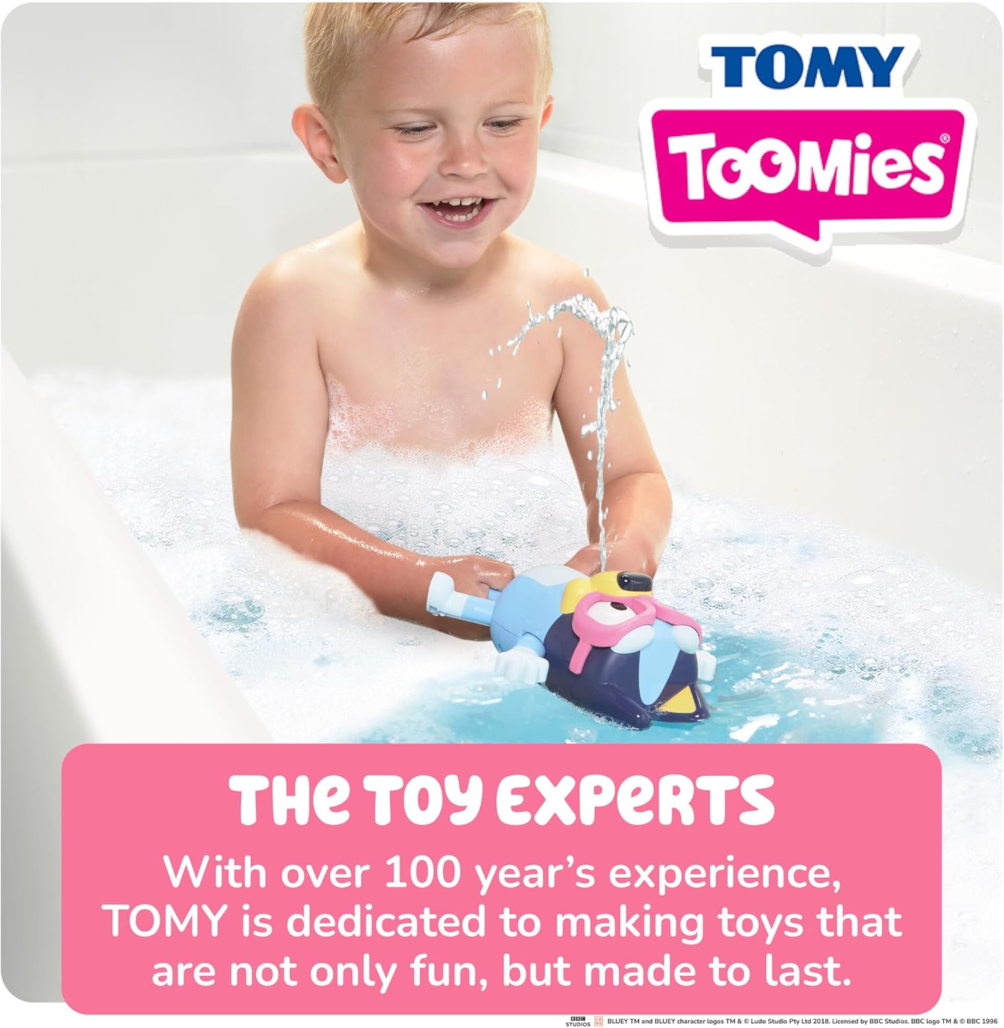 TOMY Toomies Swim School Bluey Water Toy - Floating Fountain Squirt Toy for Bathtub or Pool - Summer Toddler Swimming and Bath Toys - Ages 18 Months+