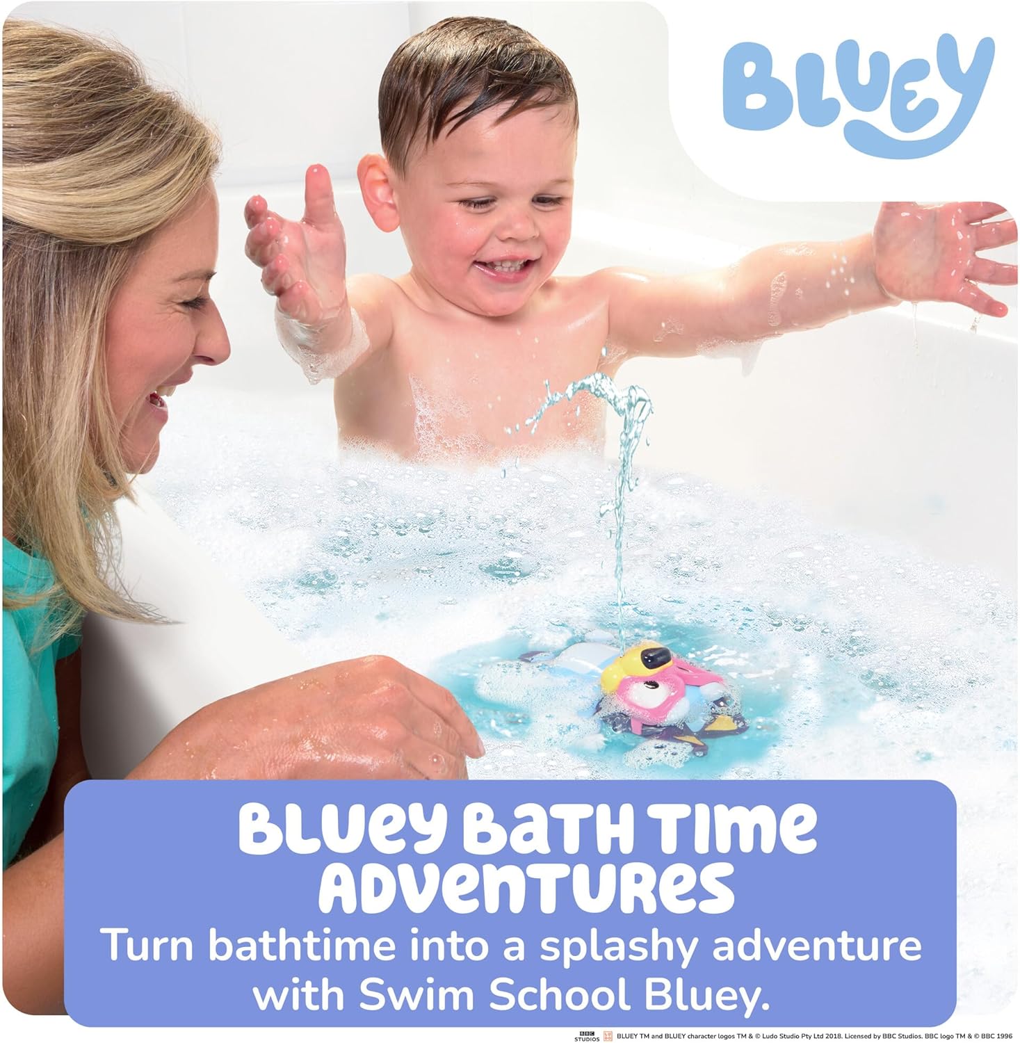 TOMY Toomies Swim School Bluey Water Toy - Floating Fountain Squirt Toy for Bathtub or Pool - Summer Toddler Swimming and Bath Toys - Ages 18 Months+