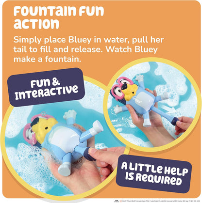 TOMY Toomies Swim School Bluey Water Toy - Floating Fountain Squirt Toy for Bathtub or Pool - Summer Toddler Swimming and Bath Toys - Ages 18 Months+