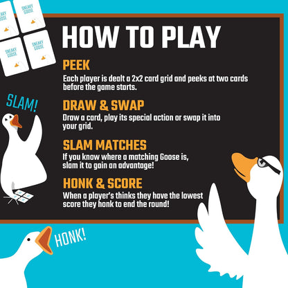 Sneaky Goose: Quick Thinking Memory Game for Kids, Teens & Adults - Travel Size - 2-6 Players - Ages 8+