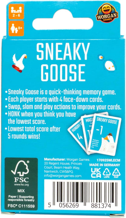 Sneaky Goose: Quick Thinking Memory Game for Kids, Teens & Adults - Travel Size - 2-6 Players - Ages 8+