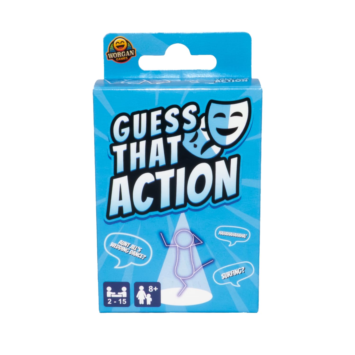 Guess That Action: Hilarious Charades-Style Party Game for Family & Friends - Travel Size - 2-15 Players - Ages 8+