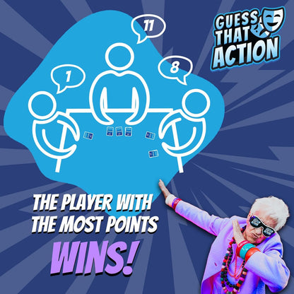 Guess That Action: Hilarious Charades-Style Party Game for Family & Friends - Travel Size - 2-15 Players - Ages 8+