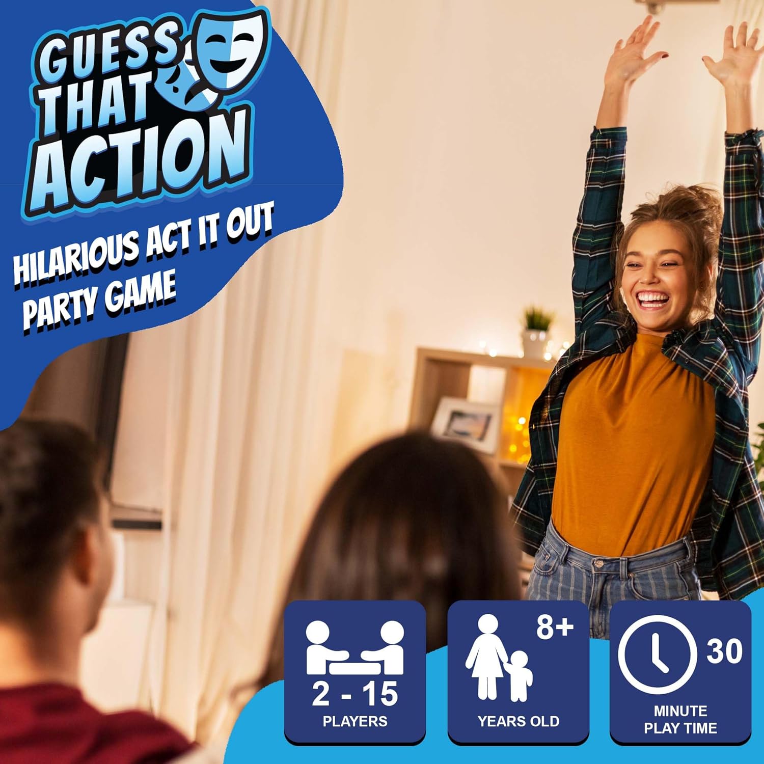 Guess That Action: Hilarious Charades-Style Party Game for Family & Friends - Travel Size - 2-15 Players - Ages 8+