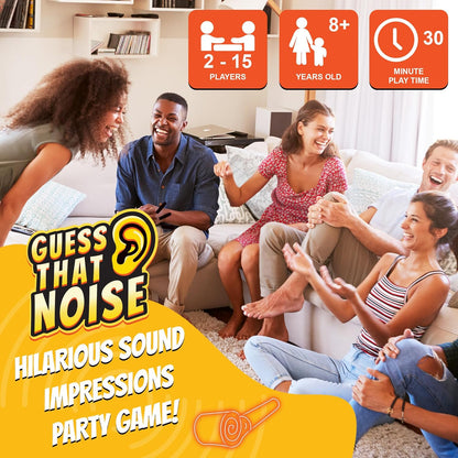Guess That Noise: Funny Sound Impressions Party Game for Family & Friends - 2-15 Players - Ages 8+