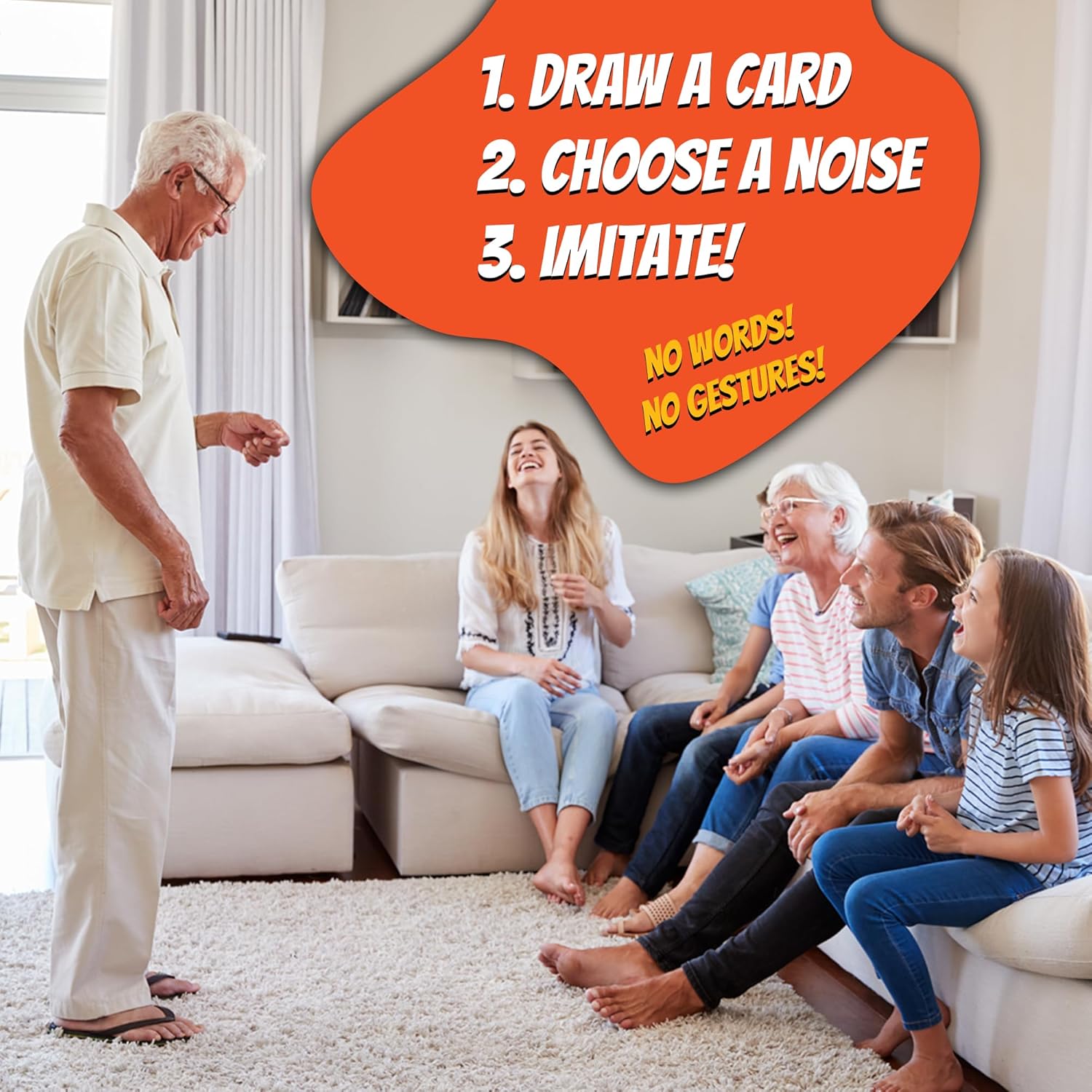 Guess That Noise: Funny Sound Impressions Party Game for Family & Friends - 2-15 Players - Ages 8+
