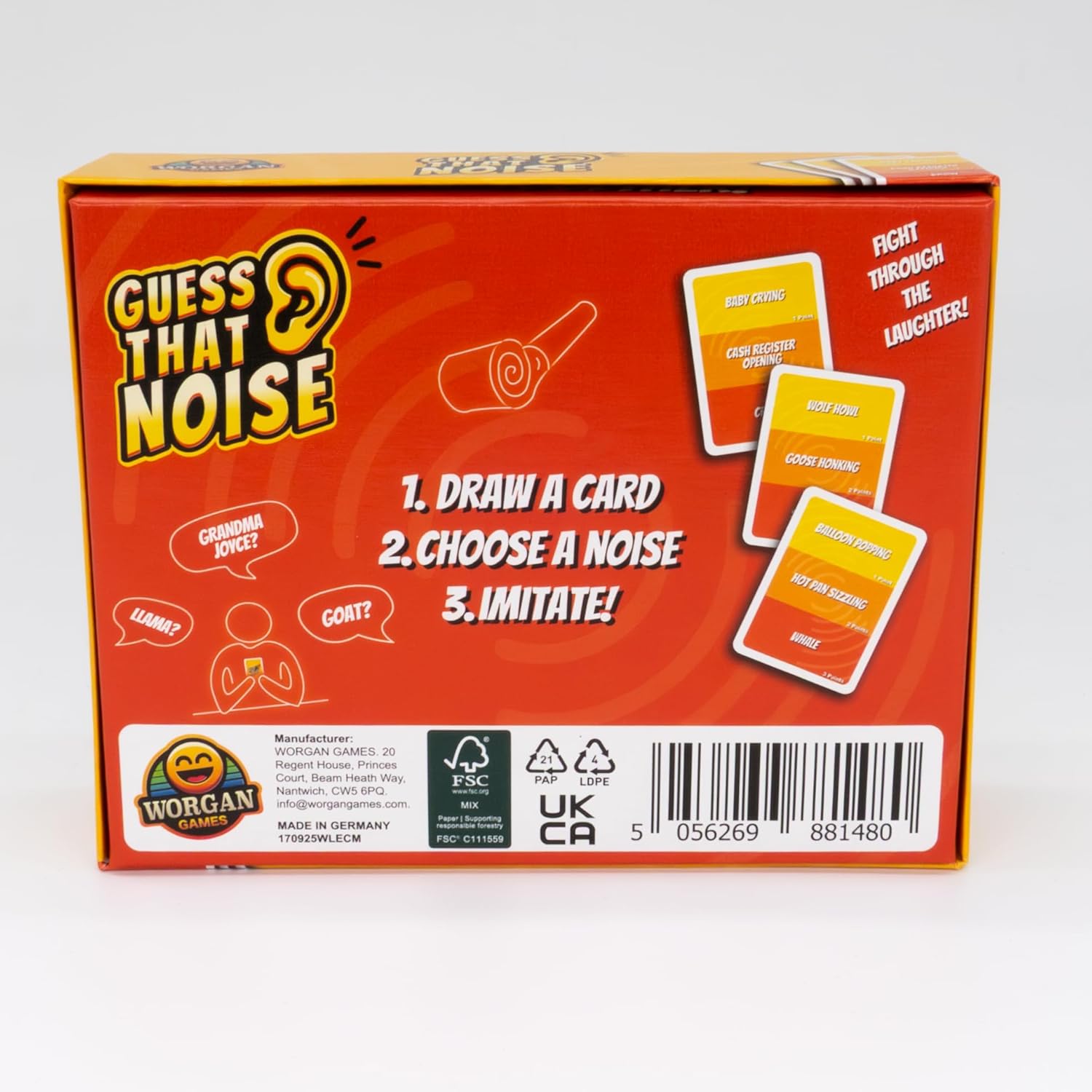 Guess That Noise: Funny Sound Impressions Party Game for Family & Friends - 2-15 Players - Ages 8+