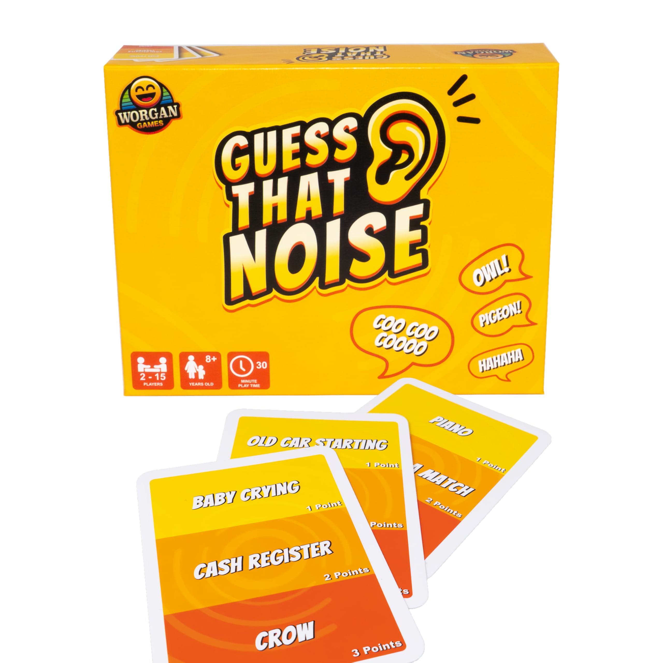 Guess That Noise: Funny Sound Impressions Party Game for Family & Friends - 2-15 Players - Ages 8+
