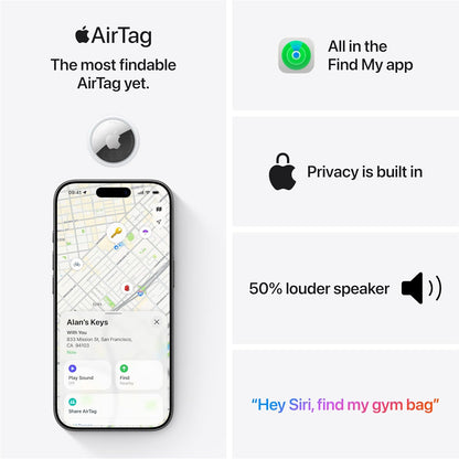 Apple Airtag (2Nd Generation) - Anti-Loss Bluetooth Tag For Mobile Phone, Tablet, Smart Watch (Pack Of 4) - For Iphone/I