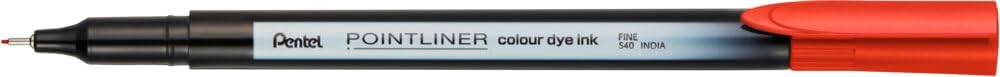 Pentel S40 Pointliner, Fine Writing Pen with Colour Dye Ink, 0.4mm Line, Assorted Colours (Wallet of 6)