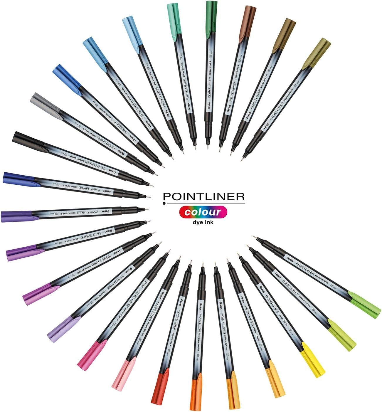 Pentel S40 Pointliner, Fine Writing Pen with Colour Dye Ink, 0.4mm Line, Assorted Colours (Wallet of 6)