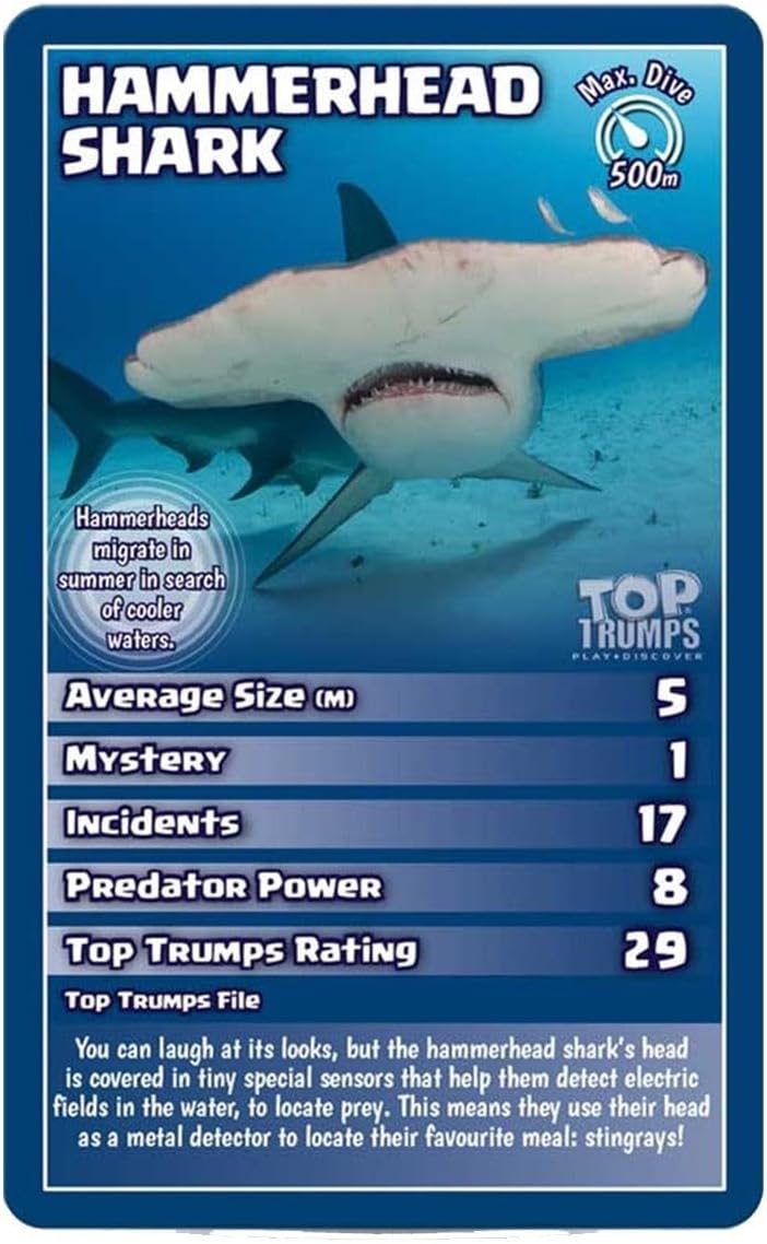 Top Trumps Sharks Classics Card Game, Discover some interesting facts in this educational packed game, 2 plus players makes a great gift for ages 6 plus