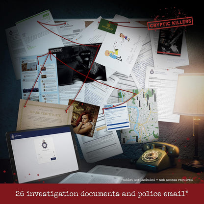 Cryptic Killers Unsolved murder mystery game - Cold Case Files Investigation - Detective clues/evidence - Solve the crime - Individuals, date nights & party groups - Murder of a Musician