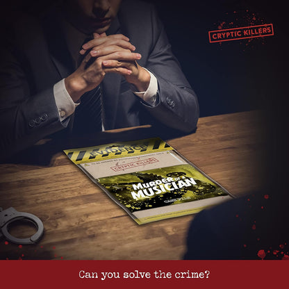 Cryptic Killers Unsolved murder mystery game - Cold Case Files Investigation - Detective clues/evidence - Solve the crime - Individuals, date nights & party groups - Murder of a Musician