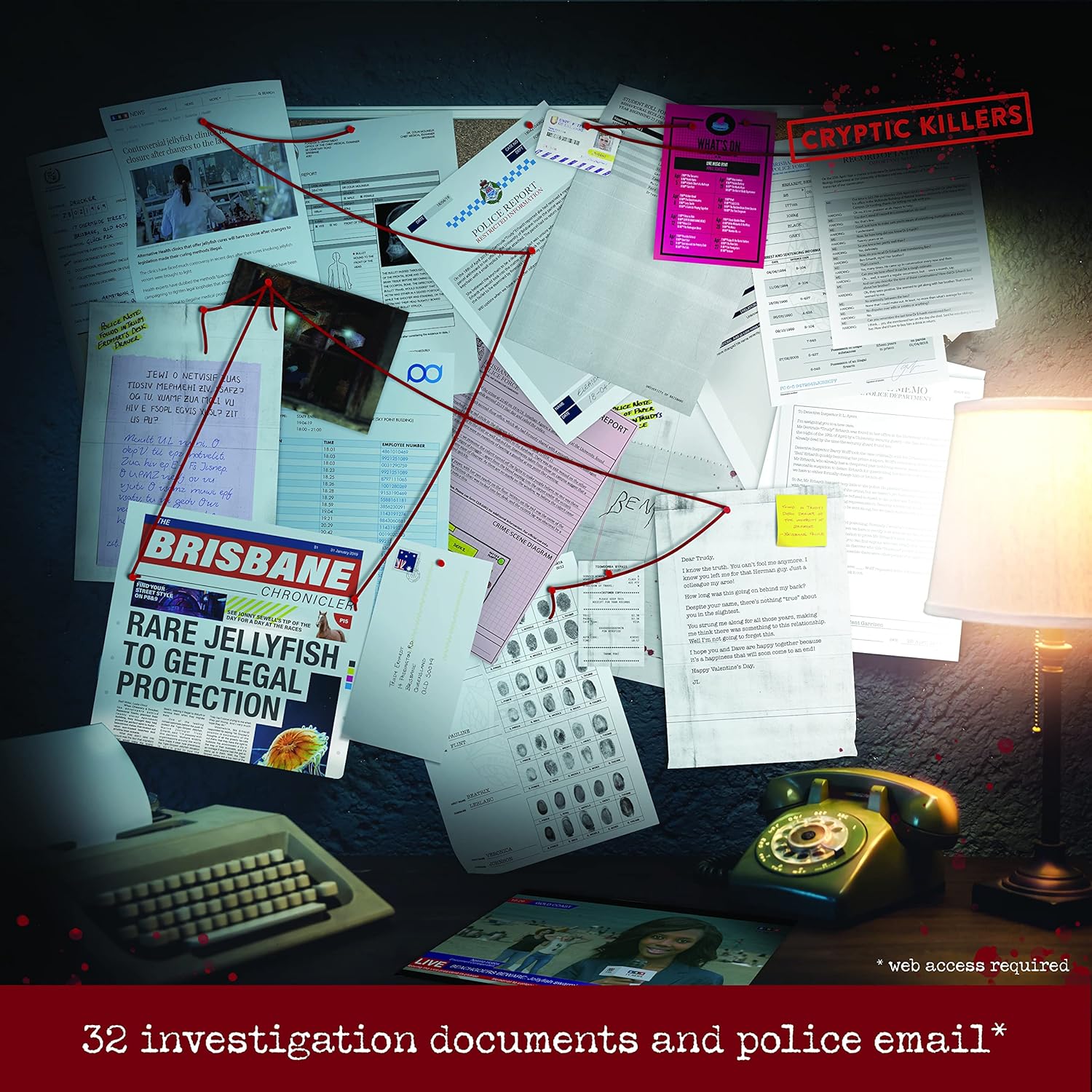 Cryptic Killers Unsolved murder mystery game - Cold Case Files Investigation Detective clues/evidence - Solve the crime - individuals, date nights & party groups - Murder of a Marine Biologist