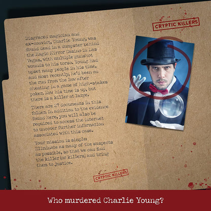 Cryptic Killers Unsolved murder mystery game - Cold Case Files Investigation Detective Evidence & Crime File - individuals, date nights & party games- Murder at the Magic Mirror Casino