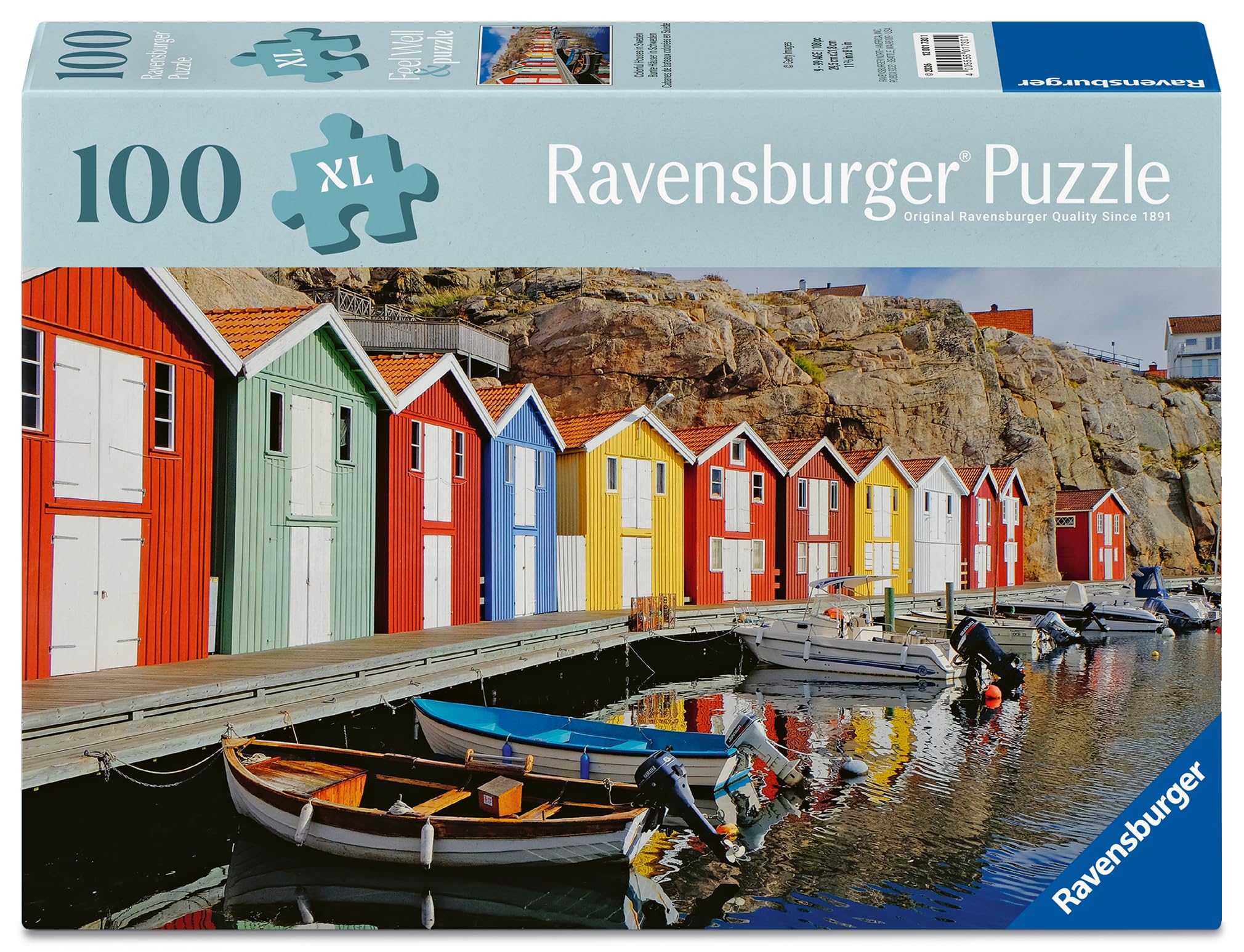 Erwachsenenpuzzle 100 XL-Teile - Bunte Häuser in Schweden: Feel Well & Puzzle