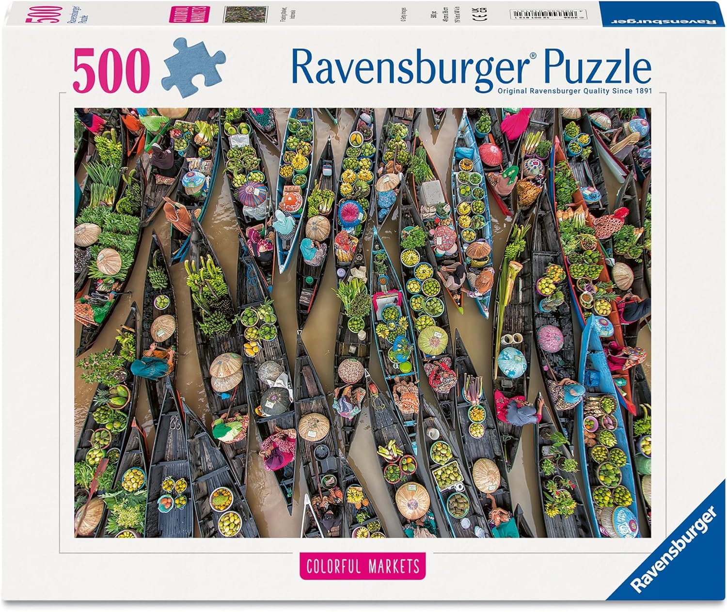 Erwachsenenpuzzle 500 Teile - Schwimmender Markt, Indonesien: Colorful Markets